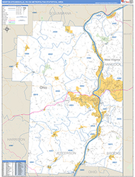 Weirton-Steubenville Metro Area Wall Map Basic Style 2026